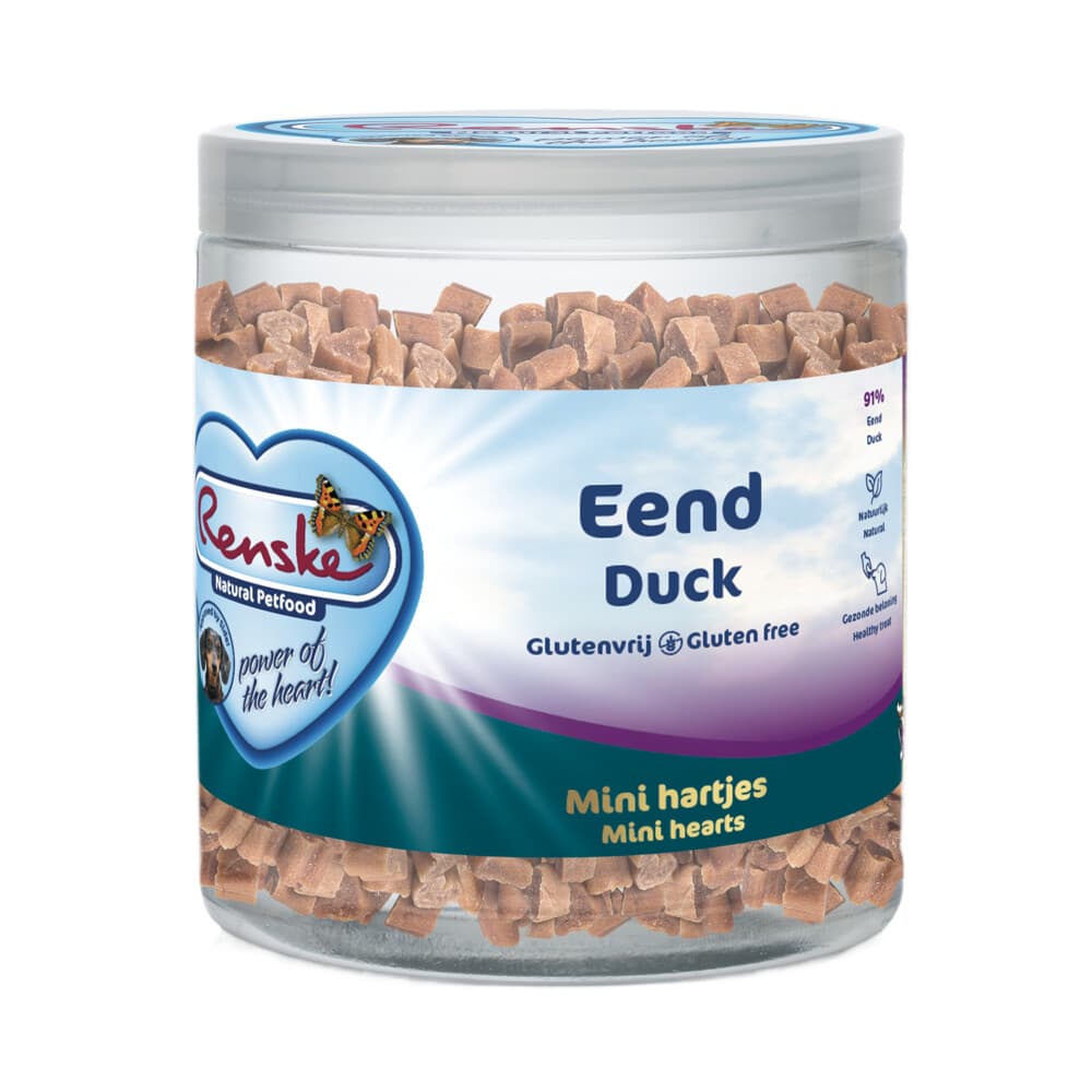 Renske Gezonde Beloning Mini Hartjes Hondensnack Eend 300 gr