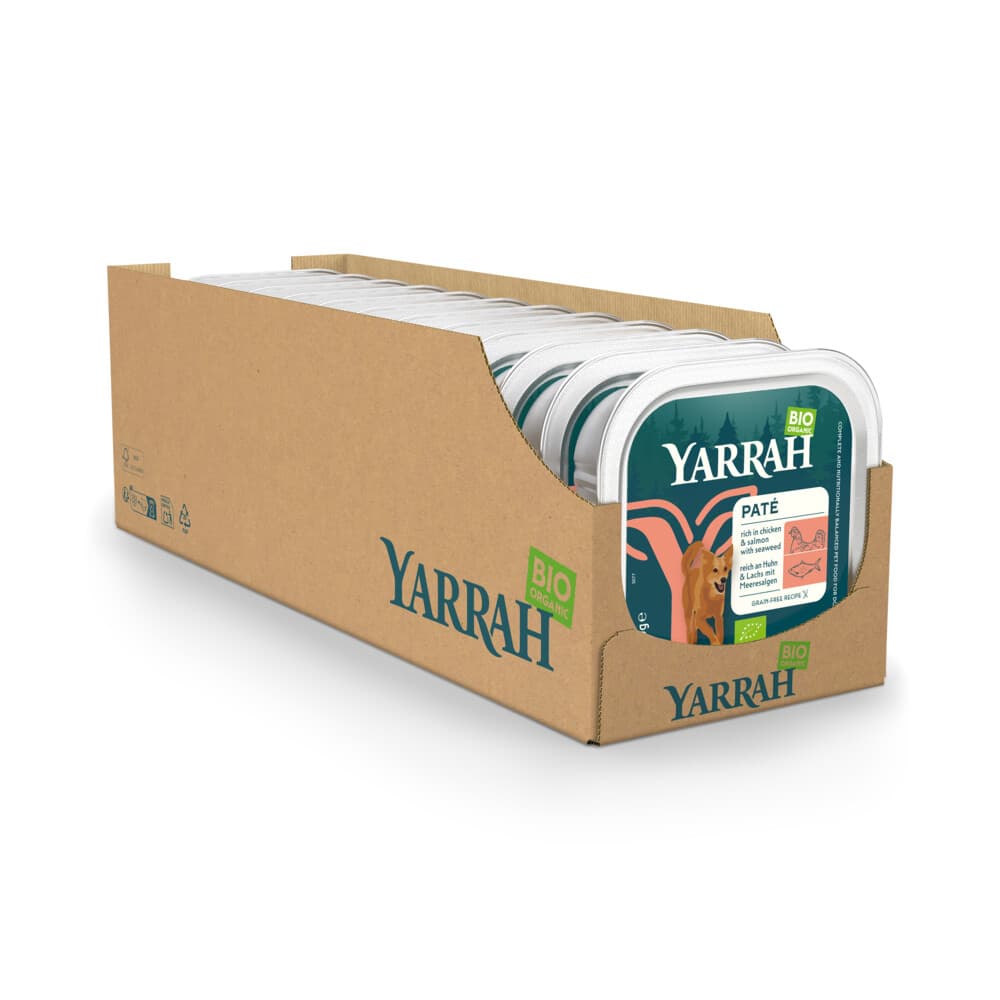 12x Yarrah Bio Hondenvoer Paté Kip&Zalm 150 gr