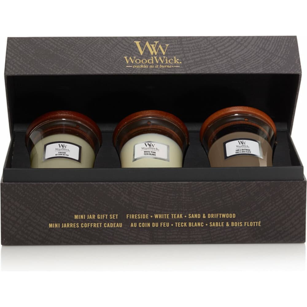 WoodWick Geurkaars Deluxe Geschenkset Mini Woody 3 x 85 gr