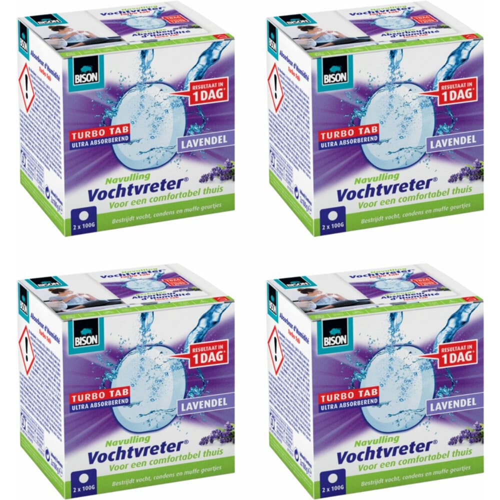 4x Bison Vochtvreter Turbo tab Lavendel 100 gr