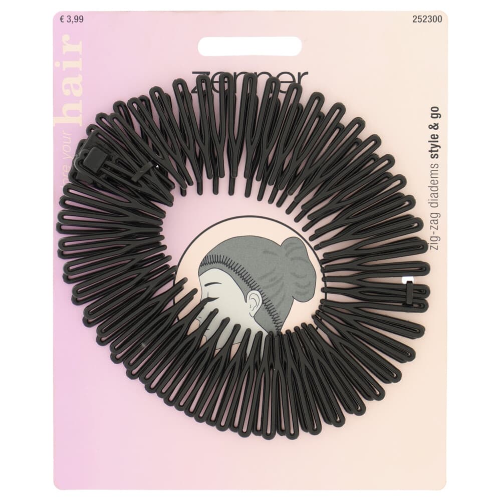 Zenner Diadeem Zig Zag Zwart 2 stuks