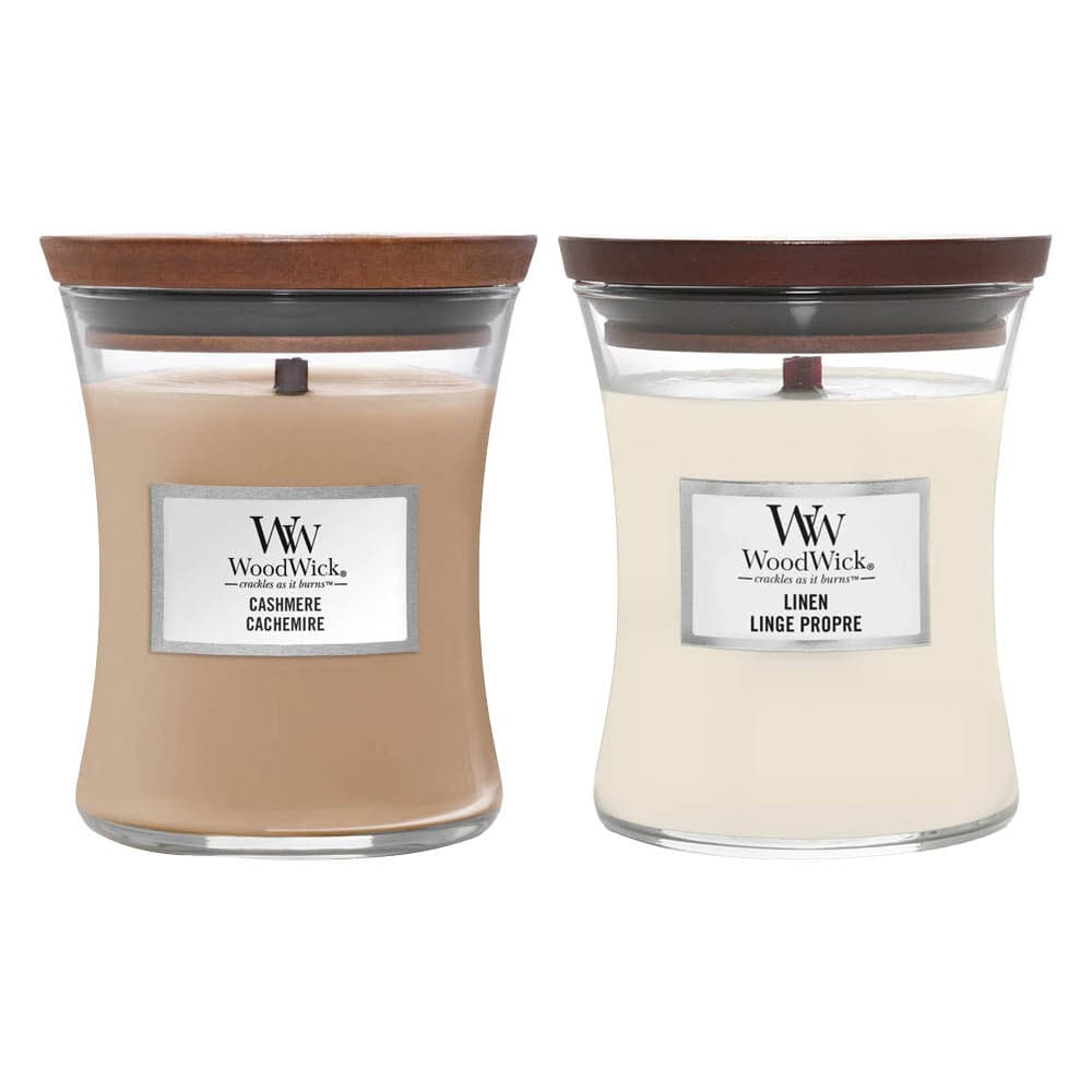 WoodWick Medium Cashmere en Linen Pakket