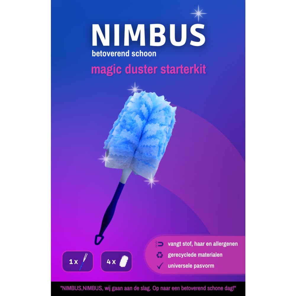 5x NIMBUS Magic Duster Starterkit Handvat + 4 Navullingen 1 set
