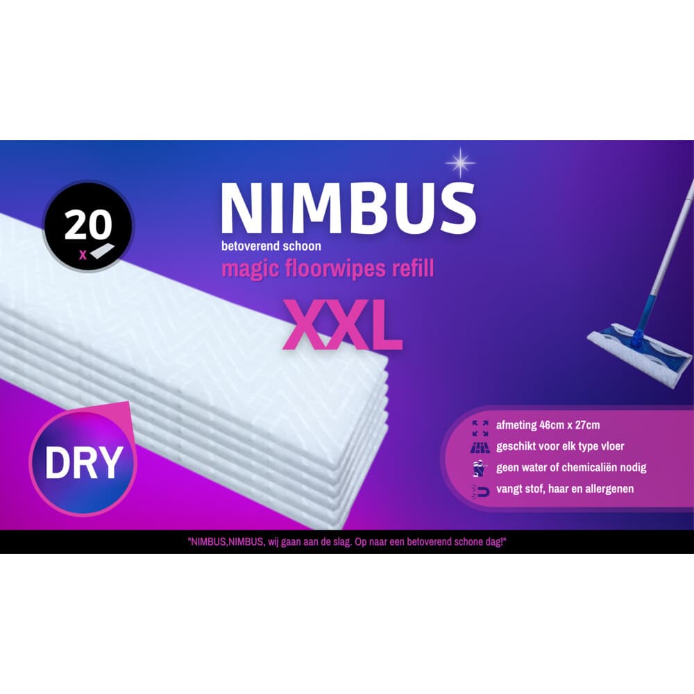 2+1 gratis: NIMBUS Magic Vloerdoekjes Navulling XXL 20 stuks