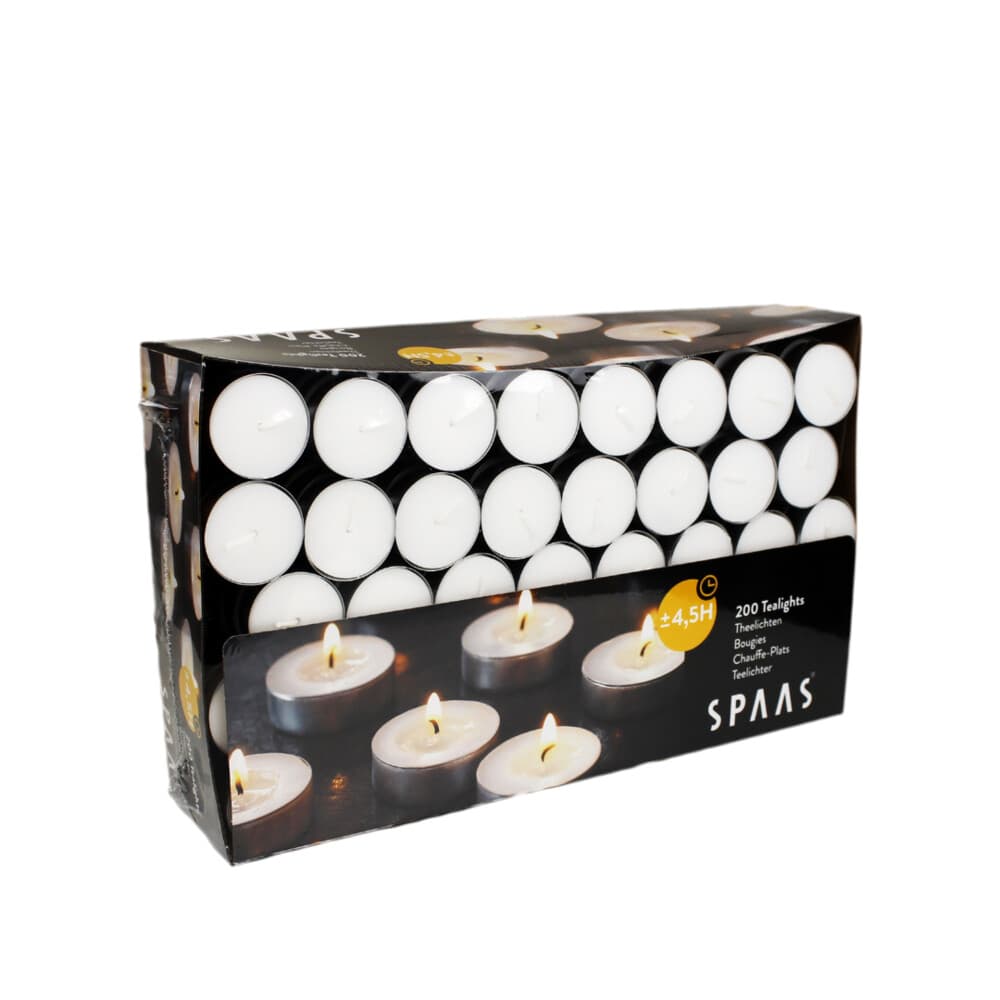 SPAAS Theelichten Wit 4,5 Branduren 200 stuks