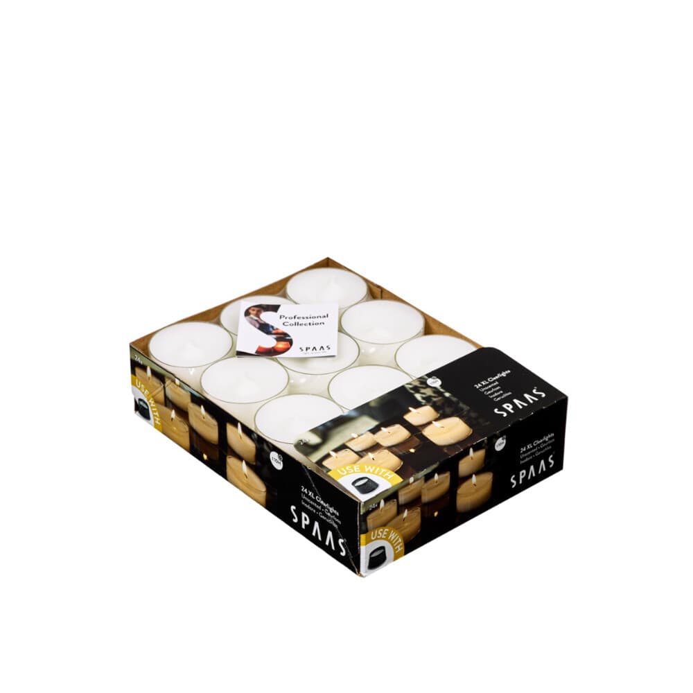 SPAAS Theelichten Maxi Wit 10 Branduren 24 stuks