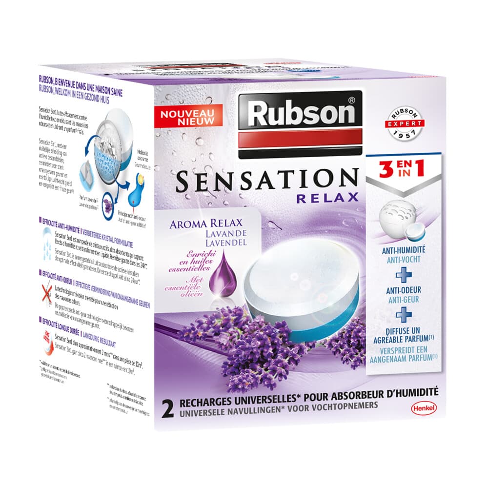 Rubson Vochtopnemer Navullingen Sensation Lavendel 2 x 300 gr