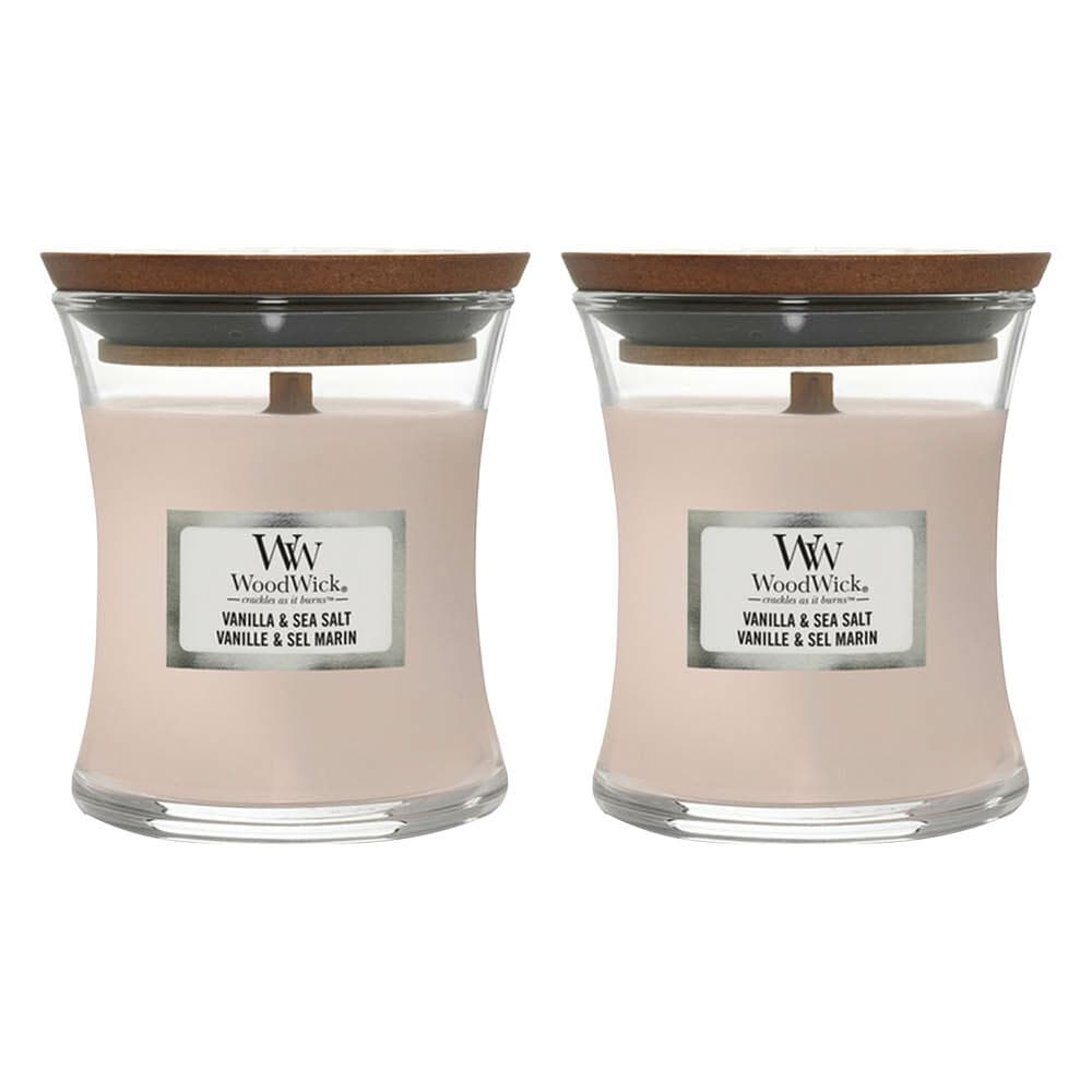2x WoodWick Geurkaars Mini Vanilla&Sea Salt 85 gr