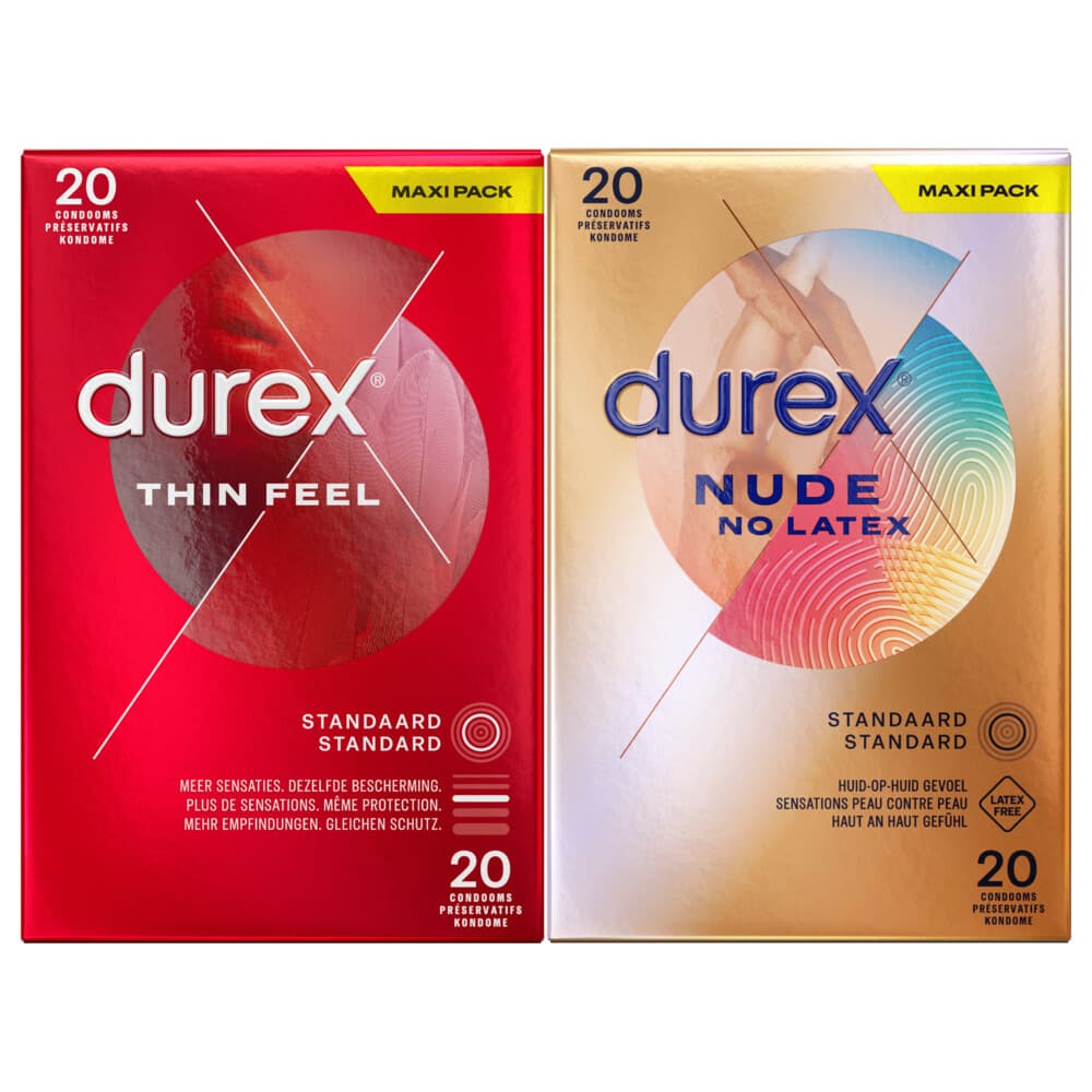 Durex - Thin Feel Condooms 20 stuks&Nude No Latex Condooms 20 stuks - Pakket