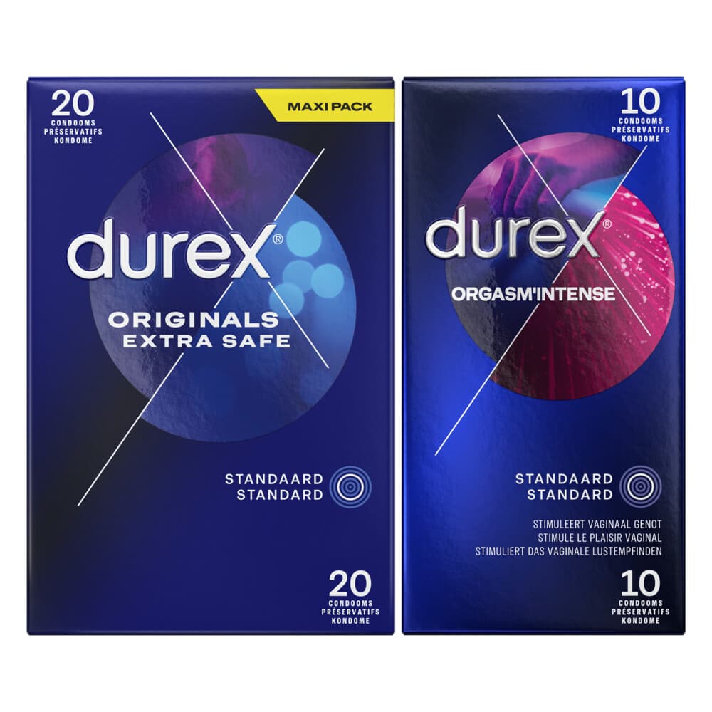 Durex - Extra Safe Condooms 20 stuks&Orgasm Intense Condooms 10 stuks - Pakket