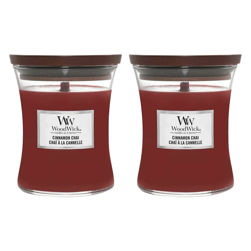 2x WoodWick Geurkaars Medium Cinnamon Chai 275 gr