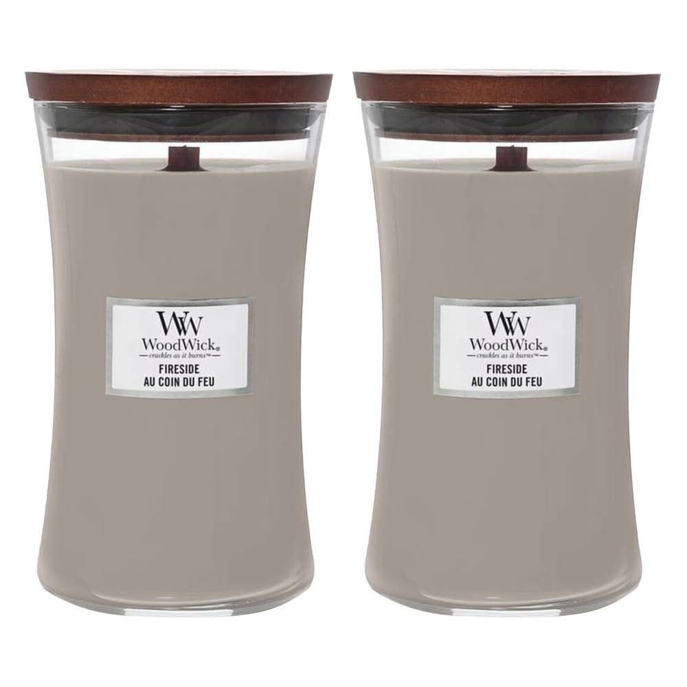 2x WoodWick Geurkaars Large Fireside 611 gr