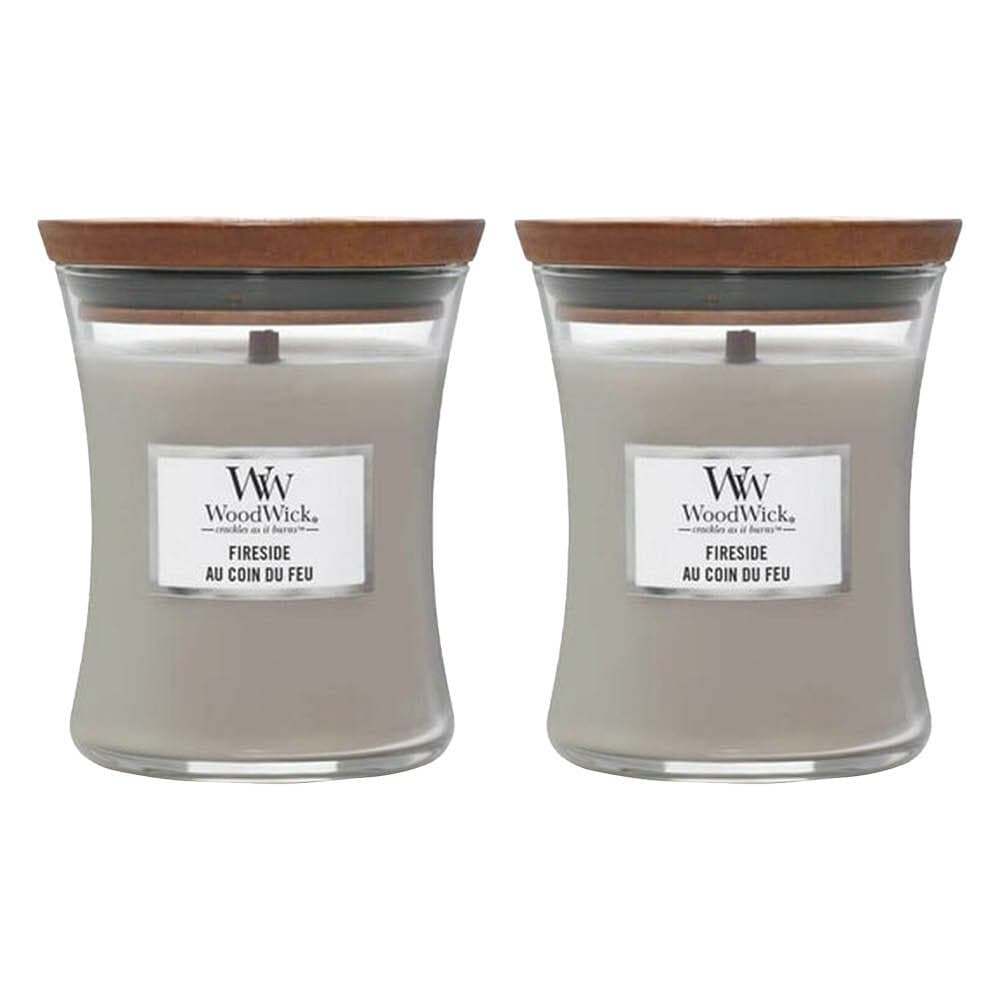 2x WoodWick Geurkaars Medium Fireside 275 gr