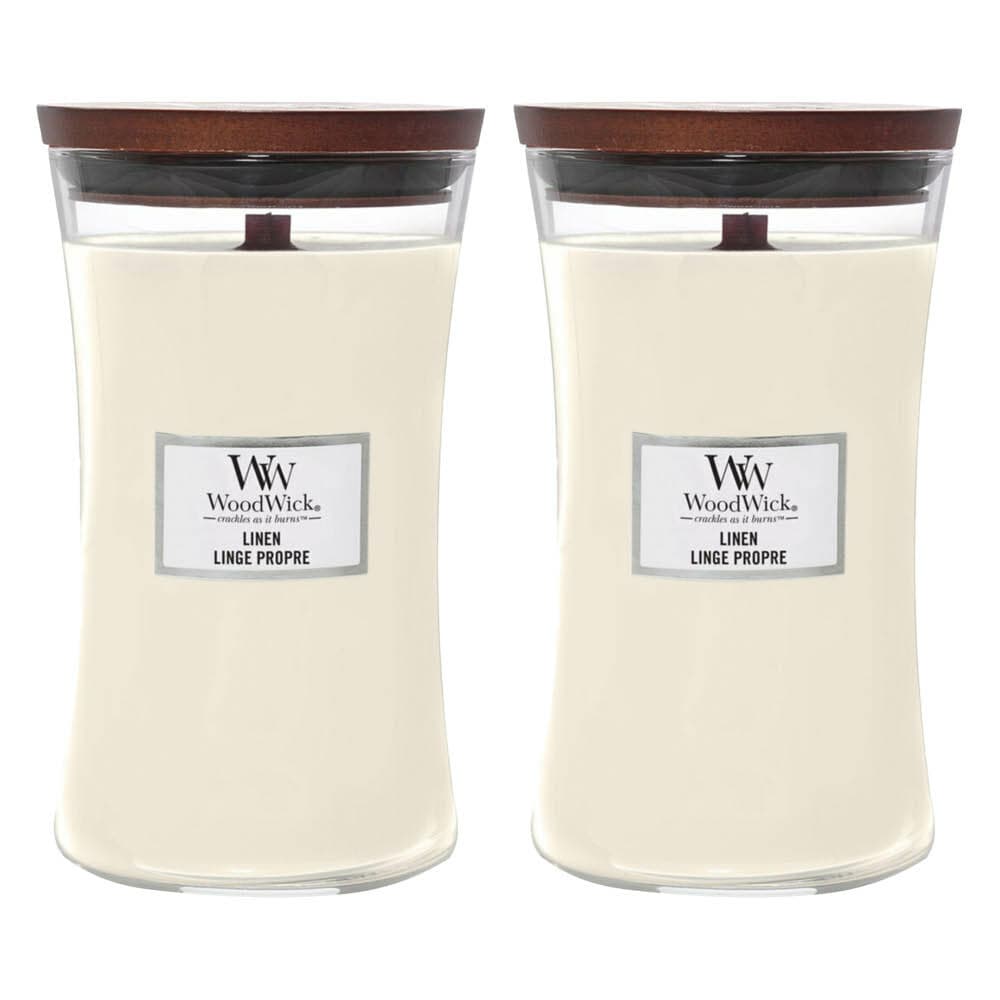 2x WoodWick Geurkaars Large Linen 611 gr
