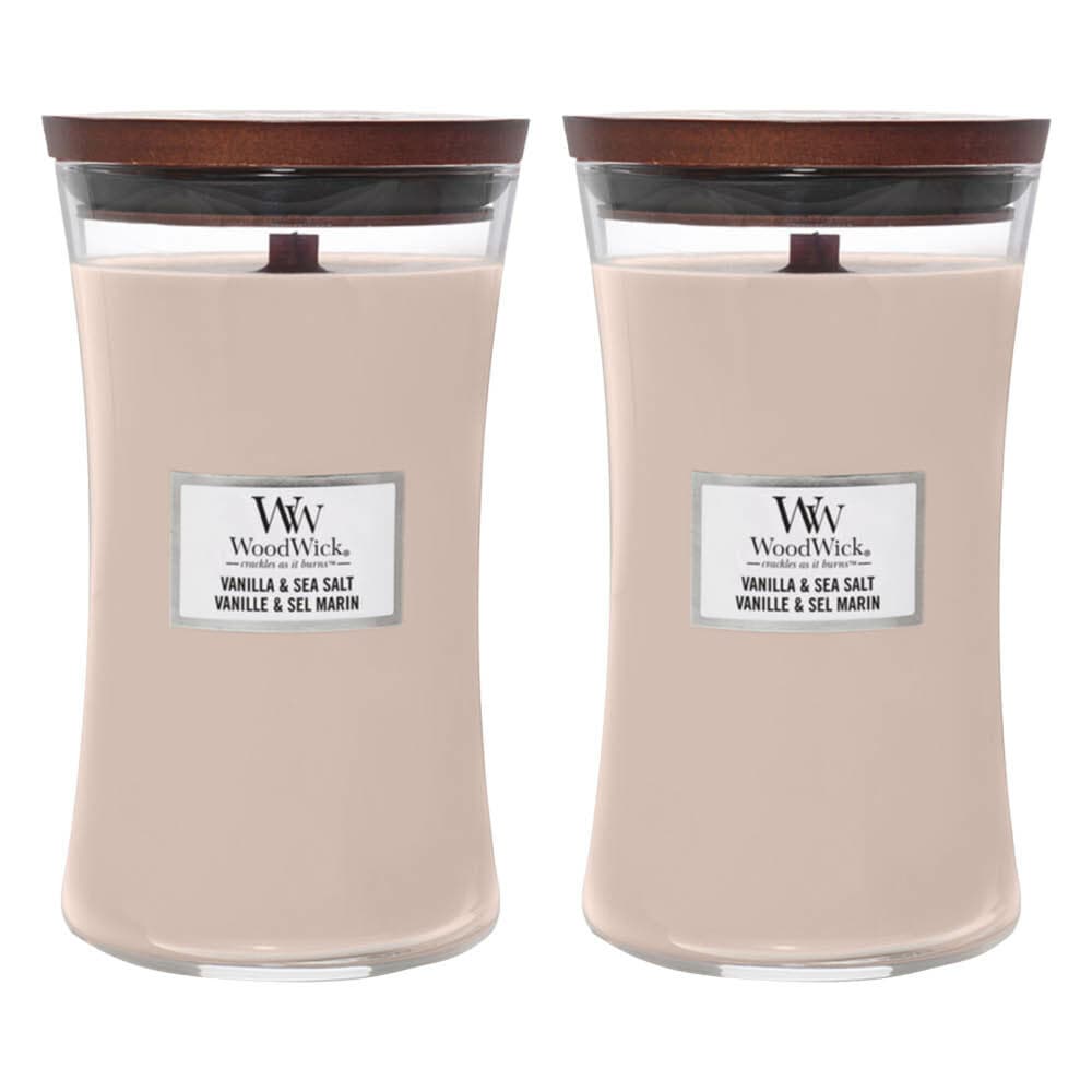 2x WoodWick Geurkaars Large Vanilla&Sea Salt 611 gr