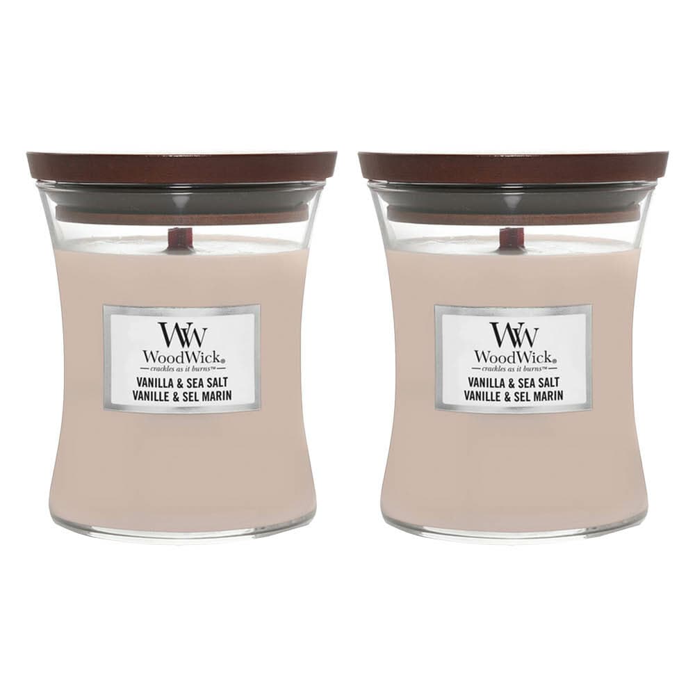 2x WoodWick Geurkaars Medium Vanilla&Sea Salt 275 gr