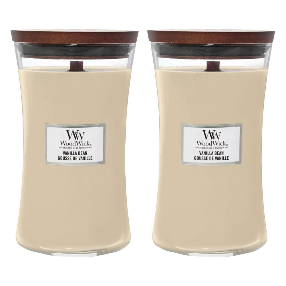 2x WoodWick Geurkaars Large Vanilla Bean 611 gr