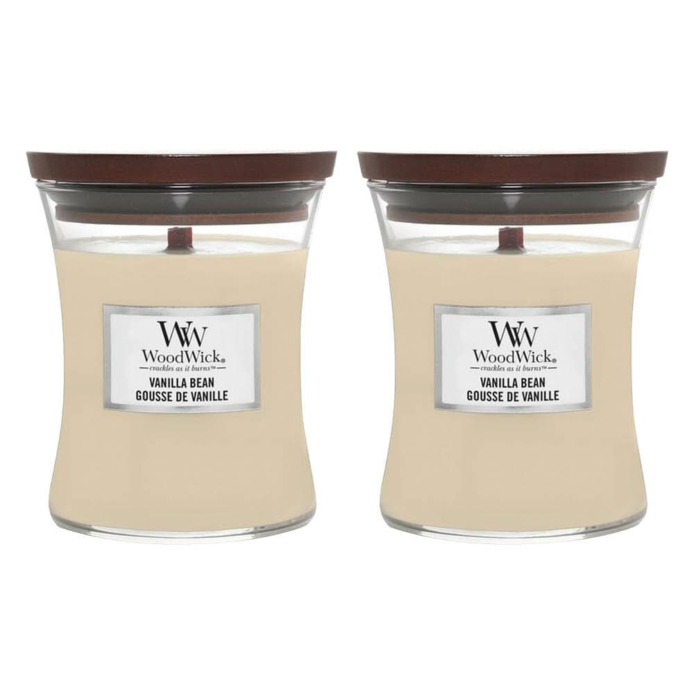 2x WoodWick Geurkaars Medium Vanilla Bean 275 gr