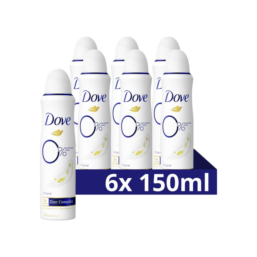 6x Dove Deodorant Spray 0% Original 150 ml