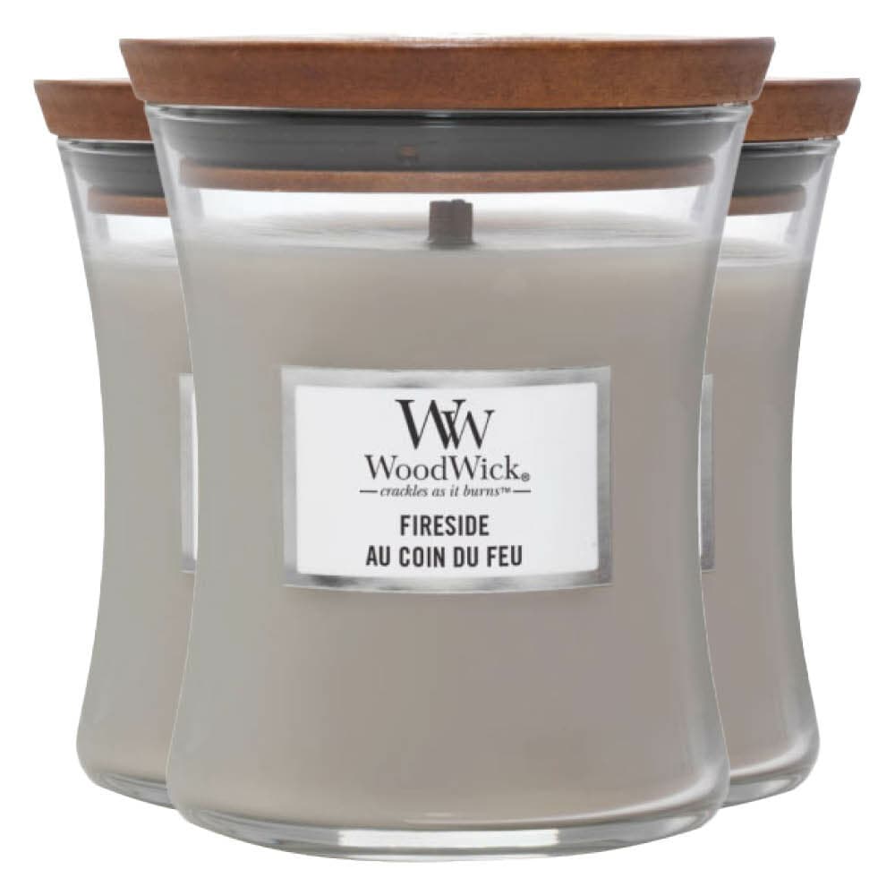3x WoodWick Geurkaars Mini Fireside 85 gr