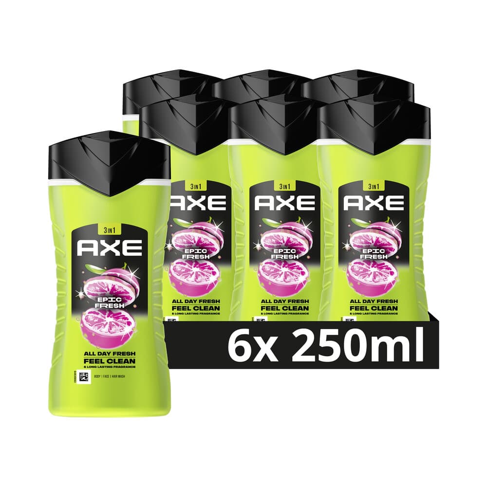 6x Axe 3-in-1 Douchegel Epic Fresh 250 ml