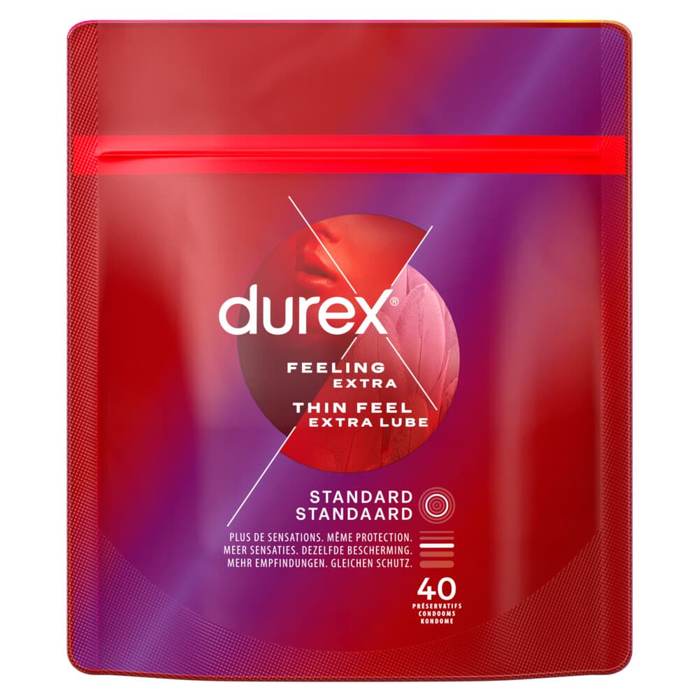 2x Durex Condooms Thin Feel met Extra Glijmiddel 40 stuks