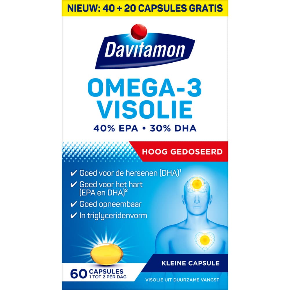 Gratis Verzending: 4x Davitamon Omega-3 Visolie 60 capsules