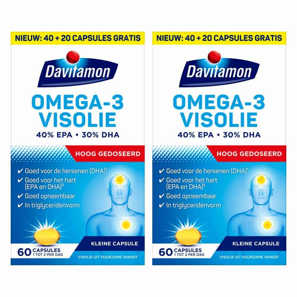 Gratis Verzending: 2x Davitamon Omega-3 Visolie 60 capsules