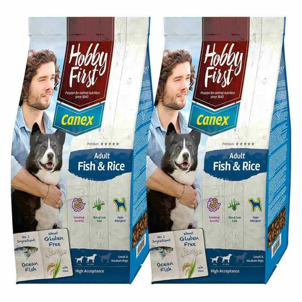 2x HobbyFirst Canex Hondenvoer Adult Vis&Rijst 12 kg