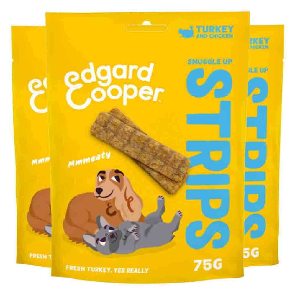 3x Edgard&Cooper Adult Strips Kalkoen - Kip 75 gr