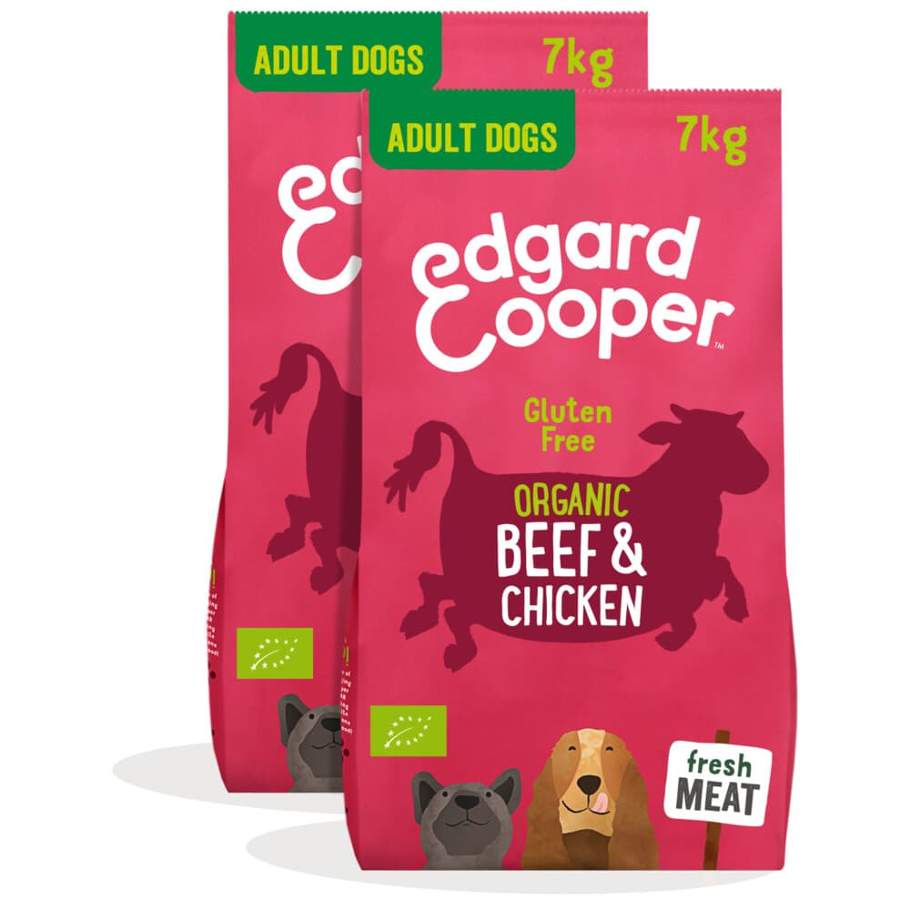 2x Edgard&Cooper Hondenvoer Bio Rund - Bio Kip 7 kg