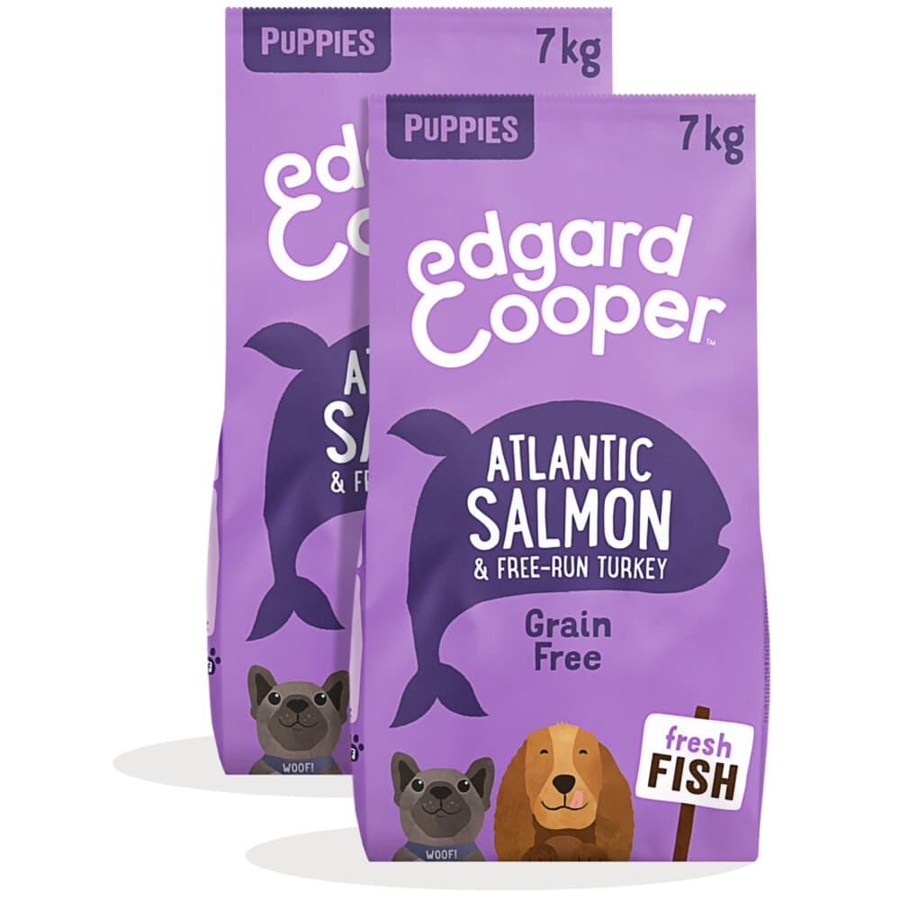 2x Edgard&Cooper Hondenvoer Droog Verse Zalm en Kalkoen Puppy 7 kg