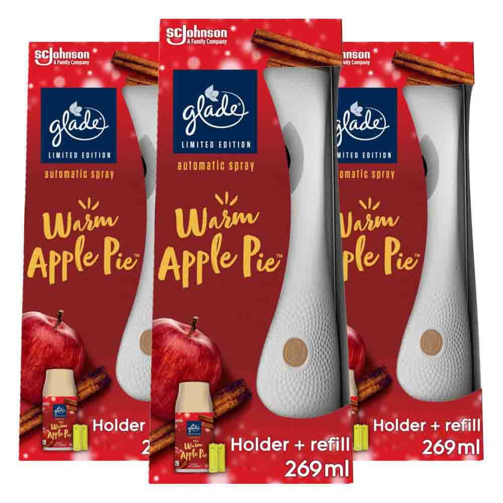 3x Glade Automatic Spray Houder Warm Apple Pie 269 ml