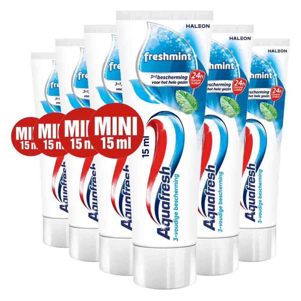 6x Aquafresh Freshmint 3in1 Mini 15 ml