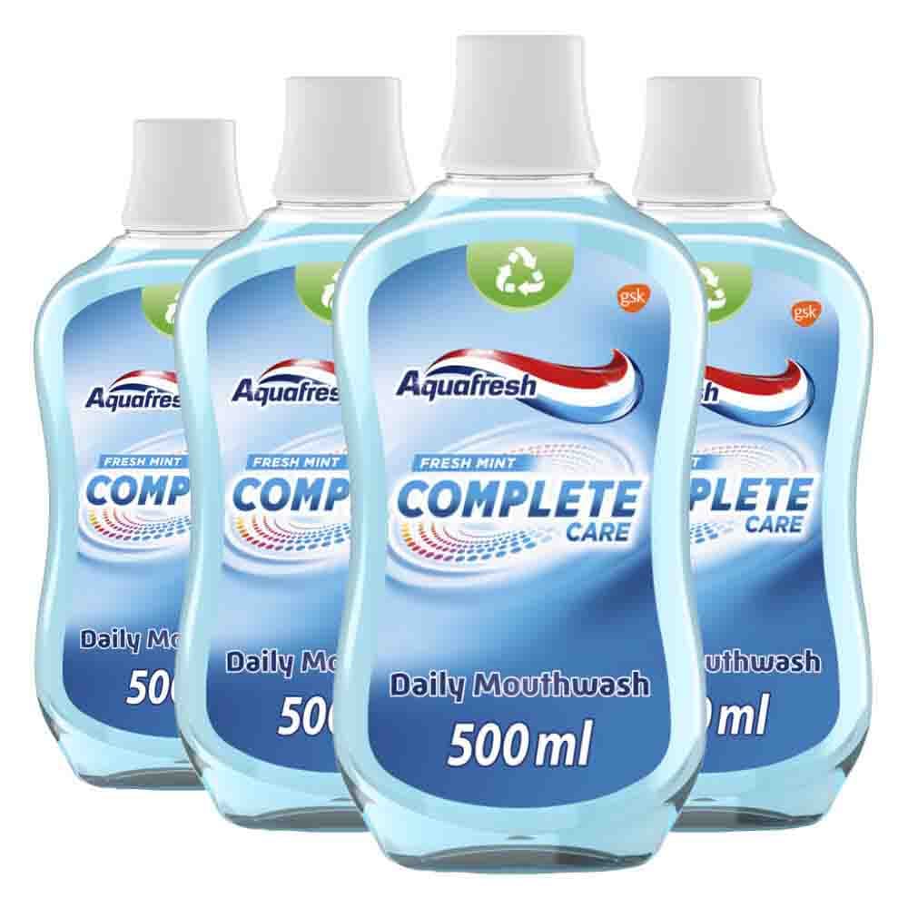 4x Aquafresh Mondwater Complete Care Fresh Mint 500 ml
