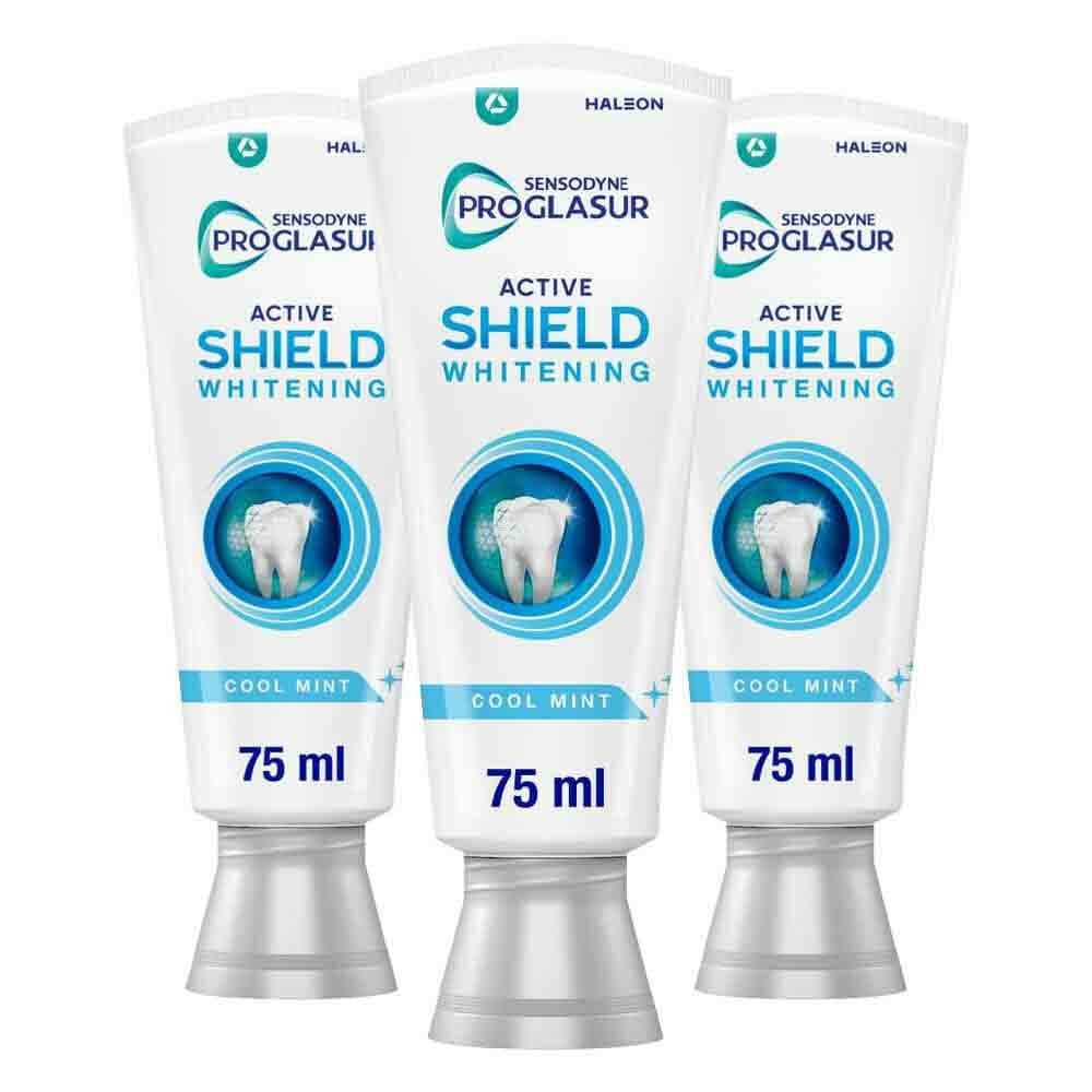 3x Sensodyne Tandpasta ProGlasur Active Shield Whitening 75 ml