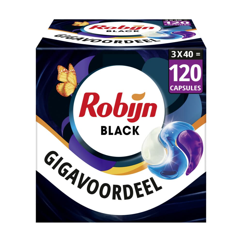 3x Robijn Wascapsules 3-in1 Black Velvet 40 stuks
