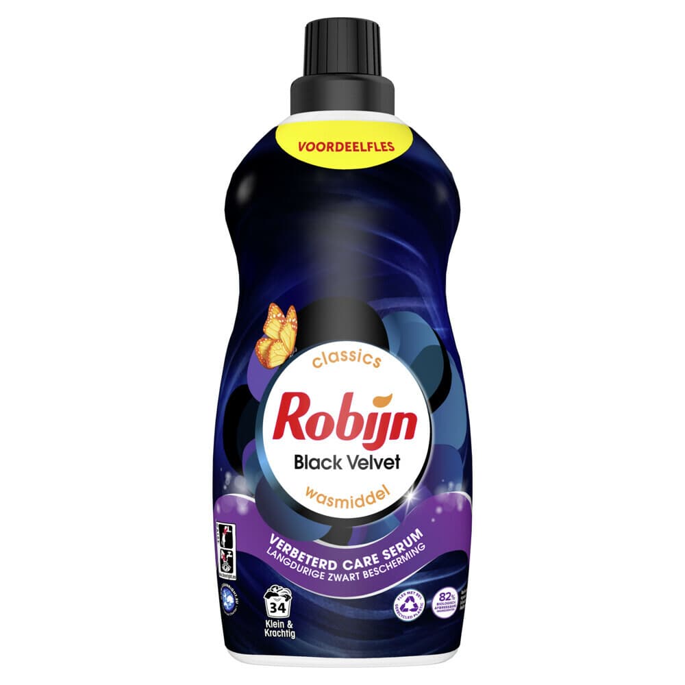 2+1 gratis: Robijn Klein&Krachtig Wasmiddel Black Velvet 34 Wasbeurten 1,19 liter