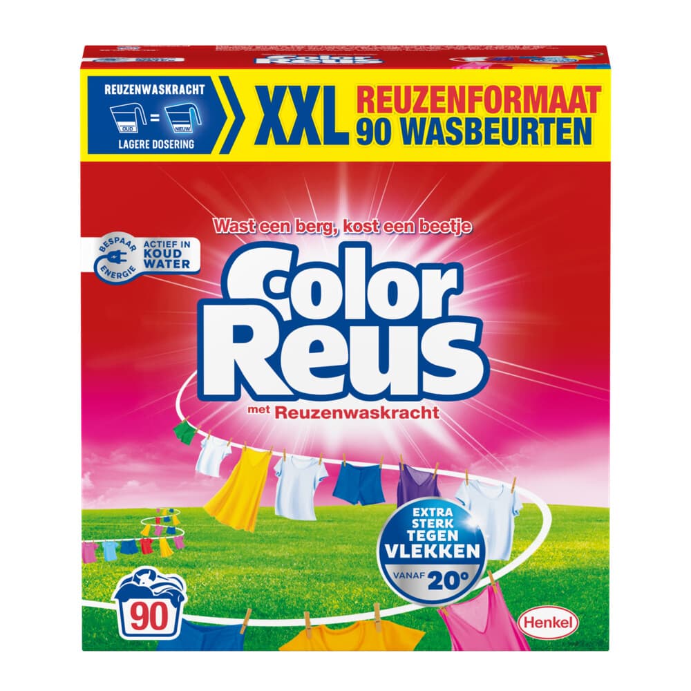 2+1 gratis: Witte Reus Waspoeder Color 90 Wasbeurten 4,5 kg