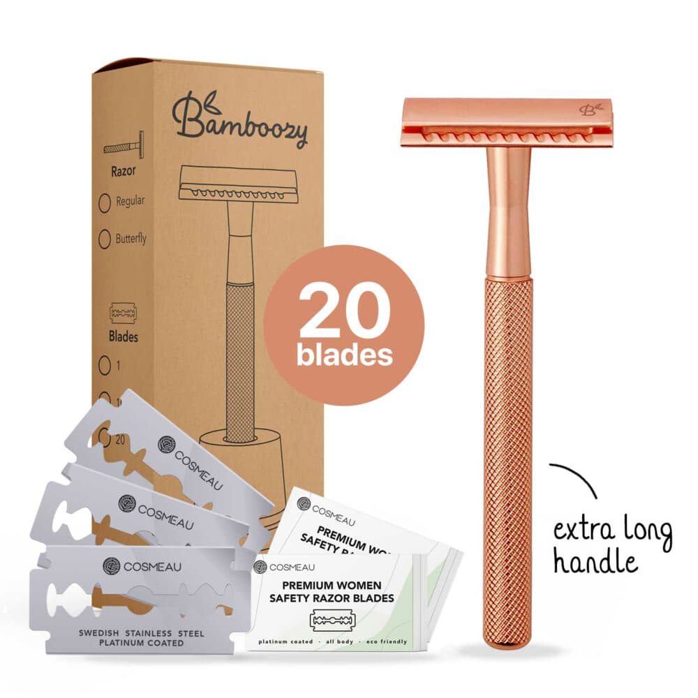 Bamboozy Safety Razor + 20 Mesjes Rosé Goud 1 set