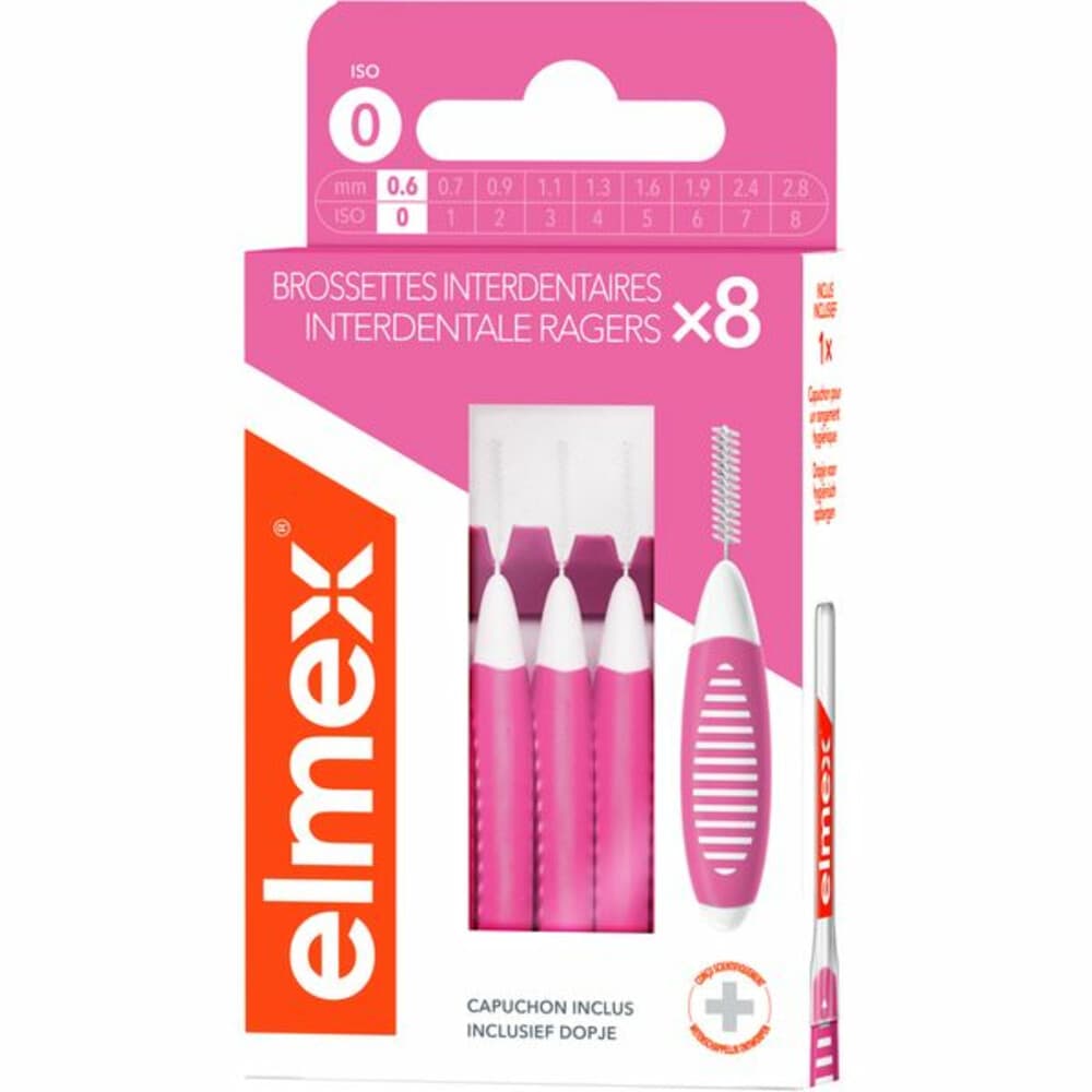 3+2 gratis: Elmex Interdentale Ragers 0,6 mm Roze ISO Maat 0 8 stuks