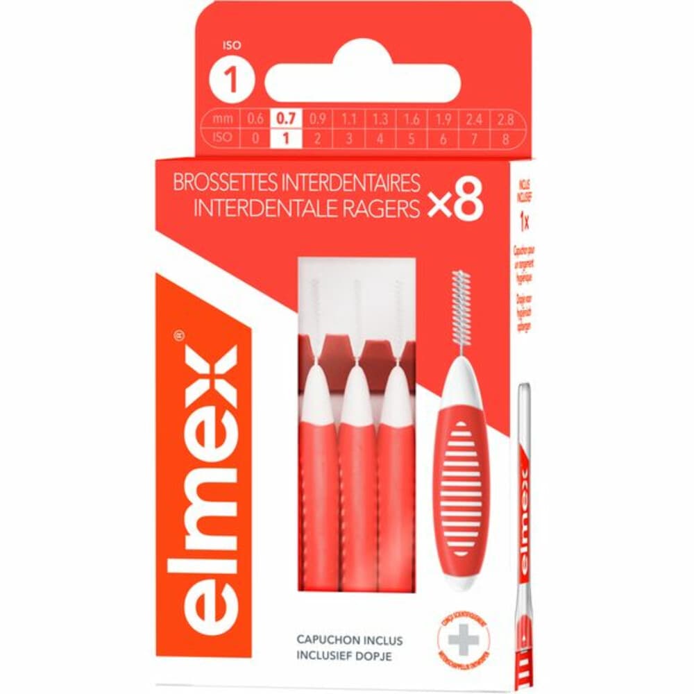 3+2 gratis: Elmex Interdentale Ragers 0,7 mm Oranje ISO Maat 1 8 stuks