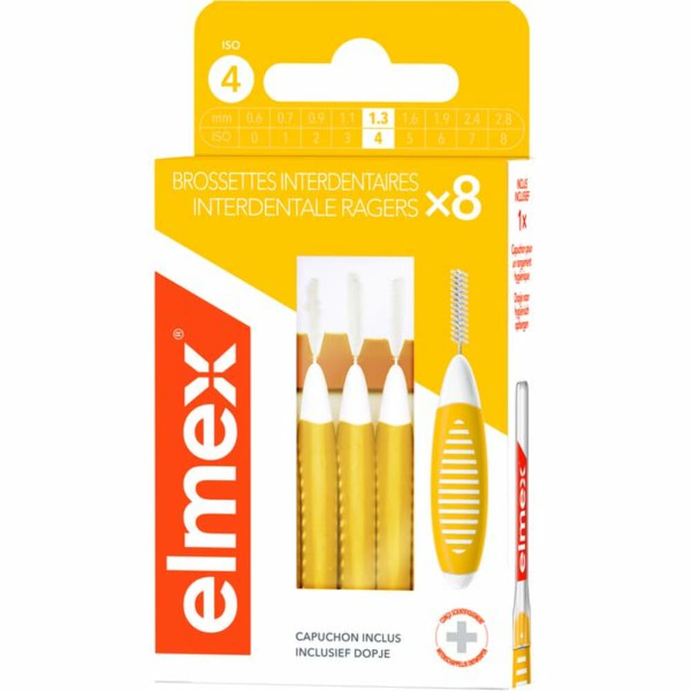 3+2 gratis: Elmex Interdentale Ragers 1,3 mm Geel ISO Maat 4 8 stuks