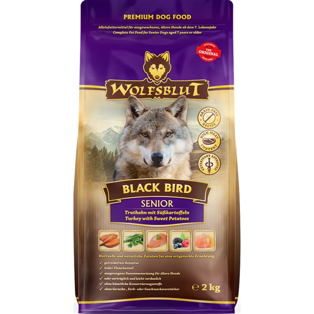 3x Wolfsblut Senior Black Bird Hondenvoer 2 kg