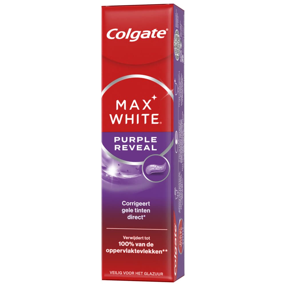 3+2 gratis: Colgate Tandpasta Max White Purple Reveal 75 ml