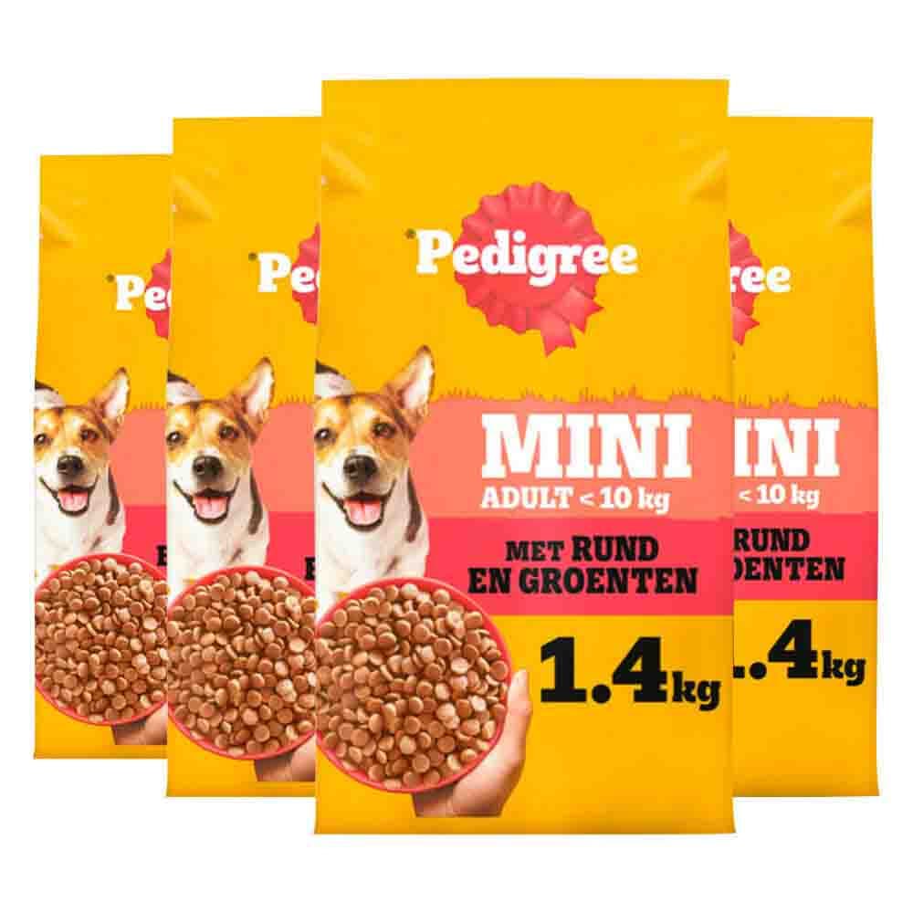 4x Pedigree Adult Hondenbrokken Mini Rund 1,4 kg