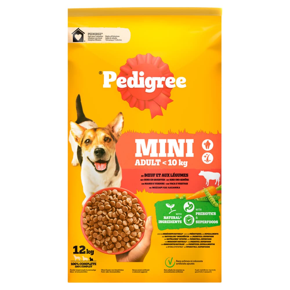 Pedigree Adult Mini Hondenbrokken Rund en Groenten 12 kg