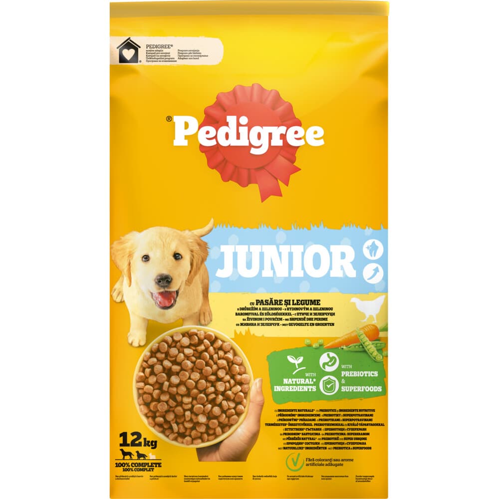 Pedigree Junior Hondenbrokken Gevogelte en Groenten 12 kg