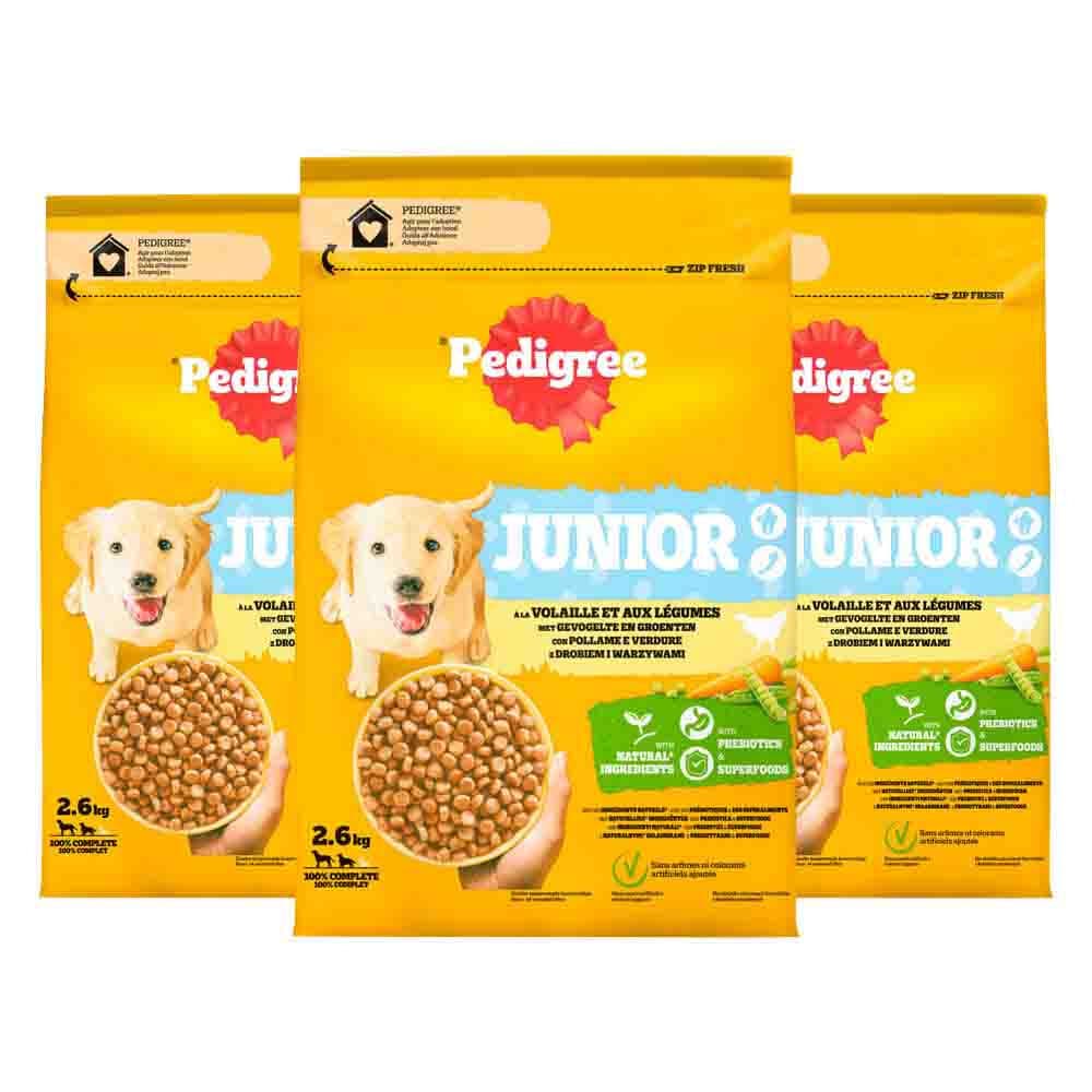 3x Pedigree Hondenvoer Hondenbrokken Junior Kip 2,6 kg