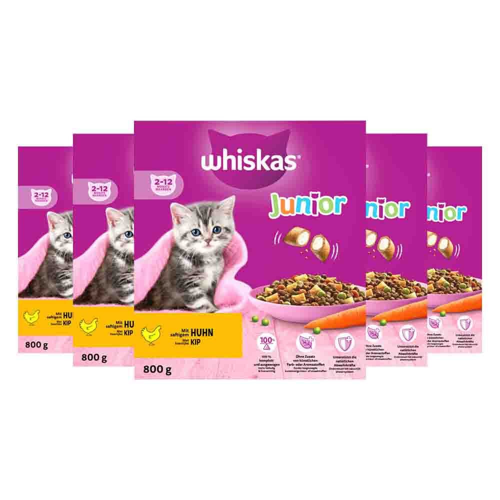 5x Whiskas Junior Kattenbrokken Kip 800 gr